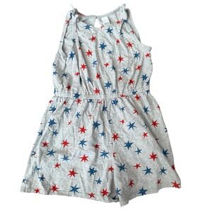 Harper Canyon Romper Gray Red Blue Stars Patriotic Sleeveless Girls Size 8